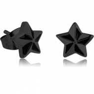 BLACK PVD COATED SURGICAL STEEL EAR STUDS PAIR