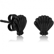 BLACK PVD COATED SURGICAL STEEL EAR STUDS PAIR