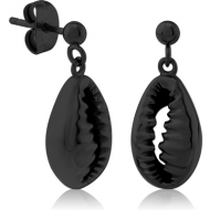 BLACK PVD COATED SURGICAL STEEL EAR STUDS PAIR - SHELL