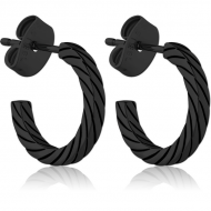 BLACK PVD COATED SURGICAL STEEL EAR STUDS PAIR
