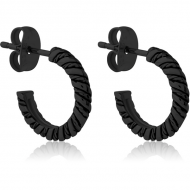 BLACK PVD COATED SURGICAL STEEL EAR STUDS PAIR