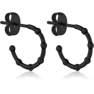 BLACK PVD COATED SURGICAL STEEL EAR STUDS PAIR