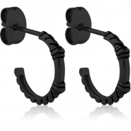 BLACK PVD COATED SURGICAL STEEL EAR STUDS PAIR