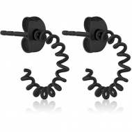 BLACK PVD COATED SURGICAL STEEL EAR STUDS PAIR
