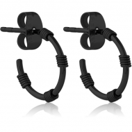 BLACK PVD COATED SURGICAL STEEL EAR STUDS PAIR