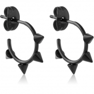 BLACK PVD COATED SURGICAL STEEL EAR STUDS PAIR