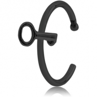 BLACK PVD COATED SURGICAL STEEL OPEN NOSE RING - KEY PIERCING