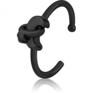 BLACK PVD COATED SURGICAL STEEL OPEN NOSE RING - ANNULAR ECLIPSE AND STAR PIERCING