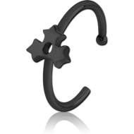 BLACK PVD COATED SURGICAL STEEL OPEN NOSE RING - TRIPLE STAR PIERCING