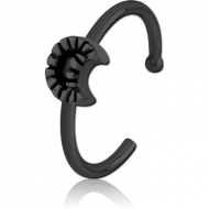 BLACK PVD COATED SURGICAL STEEL OPEN NOSE RING - CRESCENT PIERCING