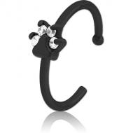 BLACK PVD COATED SURGICAL STEEL JEWELLED OPEN NOSE RING - ANIMAL PAW PIERCING