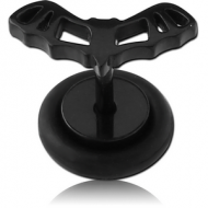 BLACK PVD COATED SURGICAL STEEL FAKE PLUG - BAT PIERCING