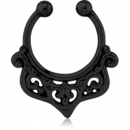 BLACK PVD COATED SURGICAL STEEL FAKE SEPTUM RING - FILIGREE PIERCING