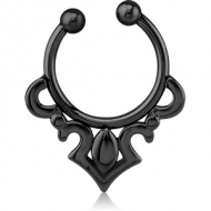 BLACK PVD COATED SURGICAL STEEL FAKE SEPTUM RING - FILIGREE PIERCING