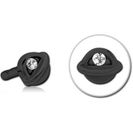 BLACK PVD COATED SURGICAL STEEL JEWELLED PUSH FIT ATTACHMENT FOR BIOFLEX INTERNAL LABRET - HALF OPEN EYE PIERCING