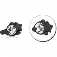 BLACK PVD COATED SURGICAL STEEL JEWELLED PUSH FIT ATTACHMENT FOR BIOFLEX INTERNAL LABRET - STAR AND GEM PIERCING
