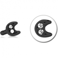 BLACK PVD COATED SURGICAL STEEL JEWELLED PUSH FIT ATTACHMENT FOR BIOFLEX INTERNAL LABRET - CRESCENT PRONGS PIERCING