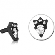 BLACK PVD COATED SURGICAL STEEL JEWELLED PUSH FIT ATTACHMENT FOR BIOFLEX INTERNAL LABRET - JESTER HAT PIERCING