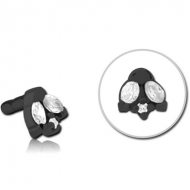 BLACK PVD COATED SURGICAL STEEL JEWELLED PUSH FIT ATTACHMENT FOR BIOFLEX INTERNAL LABRET PIERCING