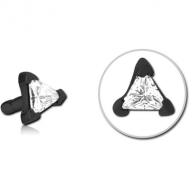 BLACK PVD COATED SURGICAL STEEL JEWELLED PUSH FIT ATTACHMENT FOR BIOFLEX INTERNAL LABRET - TRIANGEL PIERCING