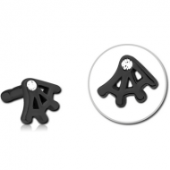 BLACK PVD COATED SURGICAL STEEL JEWELLED PUSH FIT ATTACHMENT FOR BIOFLEX INTERNAL LABRET - WEB PIERCING