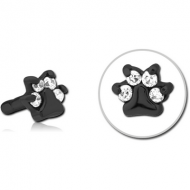 BLACK PVD COATED SURGICAL STEEL JEWELLED PUSH FIT ATTACHMENT FOR BIOFLEX INTERNAL LABRET - ANIMAL PAW PIERCING
