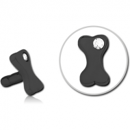 BLACK PVD COATED SURGICAL STEEL JEWELLED PUSH FIT ATTACHMENT FOR BIOFLEX INTERNAL LABRET - BONE PIERCING