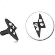 BLACK PVD COATED SURGICAL STEEL JEWELLED PUSH FIT ATTACHMENT FOR BIOFLEX INTERNAL LABRET - THUNDER PIERCING