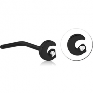 BLACK PVD COATED SURGICAL STEEL 90 DEGREE JEWELLED NOSE STUD PIERCING