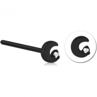 BLACK PVD COATED SURGICAL STEEL STRAIGHT JEWELLED NOSE STUD PIERCING