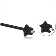 BLACK PVD COATED SURGICAL STEEL STRAIGHT JEWELLED NOSE STUD PIERCING