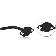 BLACK PVD COATED SURGICAL STEEL 90 DEGREE JEWELLED NOSE STUD PIERCING