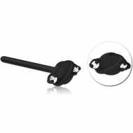 BLACK PVD COATED SURGICAL STEEL STRAIGHT JEWELLED NOSE STUD PIERCING