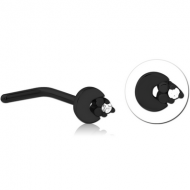 BLACK PVD COATED SURGICAL STEEL 90 DEGREE JEWELLED NOSE STUD PIERCING