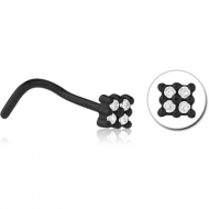 BLACK PVD COATED SURGICAL STEEL JEWELLED NOSE STUDS PIERCING