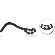 BLACK PVD COATED SURGICAL STEEL JEWELLED NOSE STUDS PIERCING