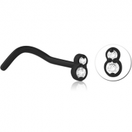 BLACK PVD COATED SURGICAL STEEL JEWELLED NOSE STUDS PIERCING