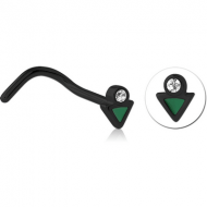 BLACK PVD COATED SURGICAL STEEL JEWELLED NOSE STUDS PIERCING