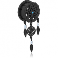 BLACK PVD COATED STAINLESS STEEL THREADED TUNNEL WITH SURGICAL STEEL JEWELLED TOP PIERCING