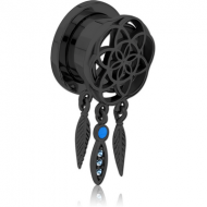 BLACK PVD COATED STAINLESS STEEL THREADED TUNNEL WITH SURGICAL STEEL JEWELLED TOP PIERCING