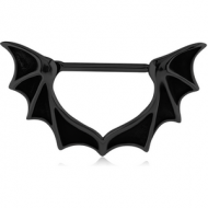 BLACK PVD COATED SURGICAL STEEL NIPPLE CLICKER - BAT WINGS PIERCING