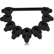 BLACK PVD COATED SURGICAL STEEL NIPPLE CLICKER - SKULLS PIERCING