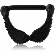 BLACK PVD COATED SURGICAL STEEL NIPPLE CLICKER - WINGS