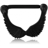 BLACK PVD COATED SURGICAL STEEL NIPPLE CLICKER - WINGS PIERCING