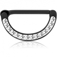 BLACK PVD COATED SURGICAL STEEL CRYSTALINE JEWELLED NIPPLE CLICKER