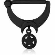 BLACK PVD COATED SURGICAL STEEL NIPPLE CLICKER PIERCING