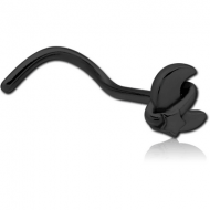 BLACK PVD COATED SURGICAL STEEL CURVED NOSE STUD - ANNULAR ECLIPSE AND STAR PIERCING