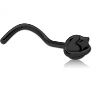 BLACK PVD COATED SURGICAL STEEL CURVED NOSE STUD PIERCING