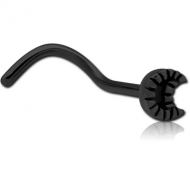 BLACK PVD COATED SURGICAL STEEL CURVED NOSE STUD - CRESEENT PIERCING