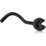 BLACK PVD COATED SURGICAL STEEL CURVED NOSE STUD PIERCING
